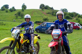 Enduro Class Winner Pete with Neil Ludlow with the special Test in background